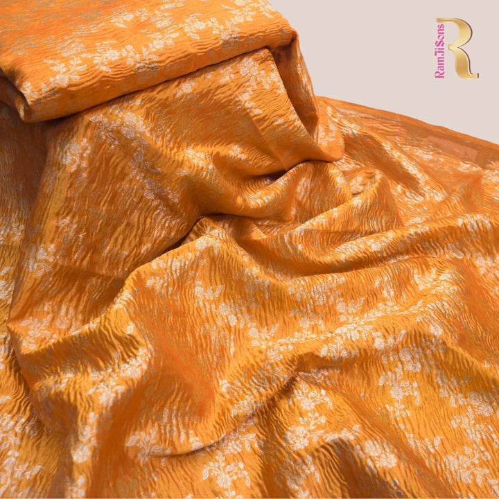 Warm Peach Pure Crush Tissue Zari Jaal | T-16-205