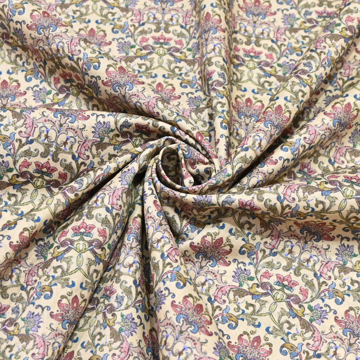 Pastel Cream Italian Lawn Print Fabric