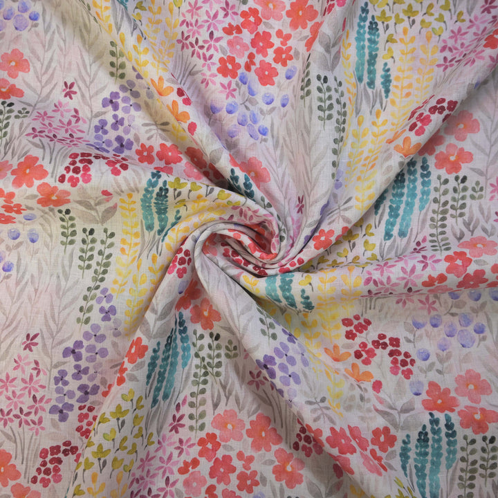 Floral Breeze Printed Pure Linen Fabric