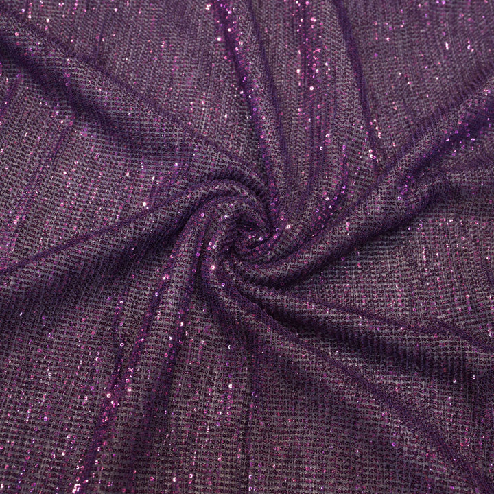 Dark Purple Dubai Imported Net Fabric with Sequins Embroidery