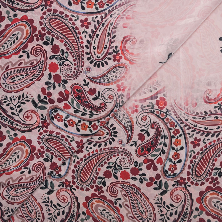 Blush Pink Crepe Fabric in Floral Digital Print