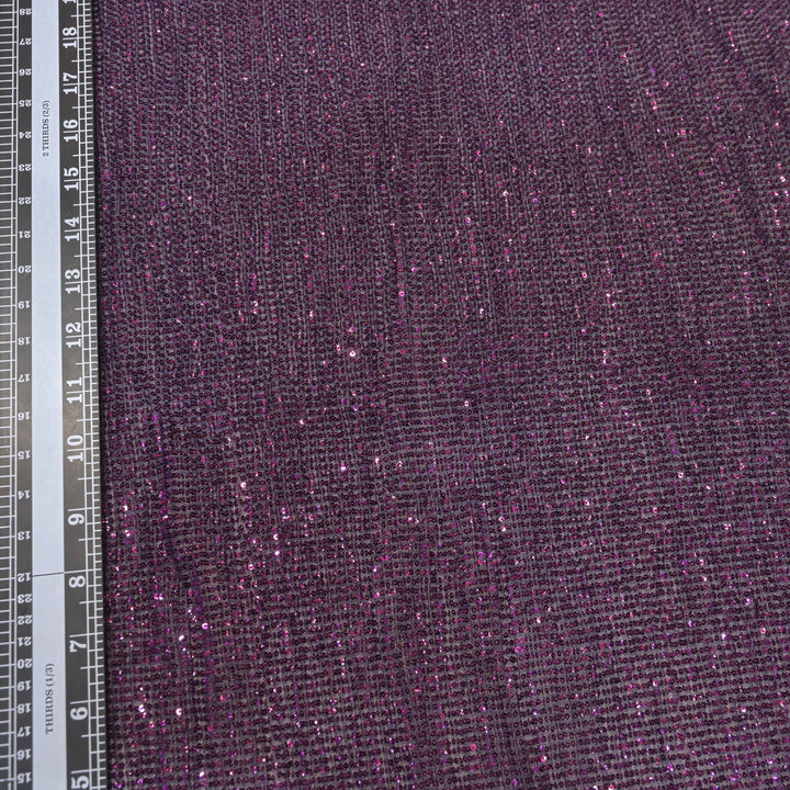 Dark Purple Dubai Imported Net Fabric with Sequins Embroidery