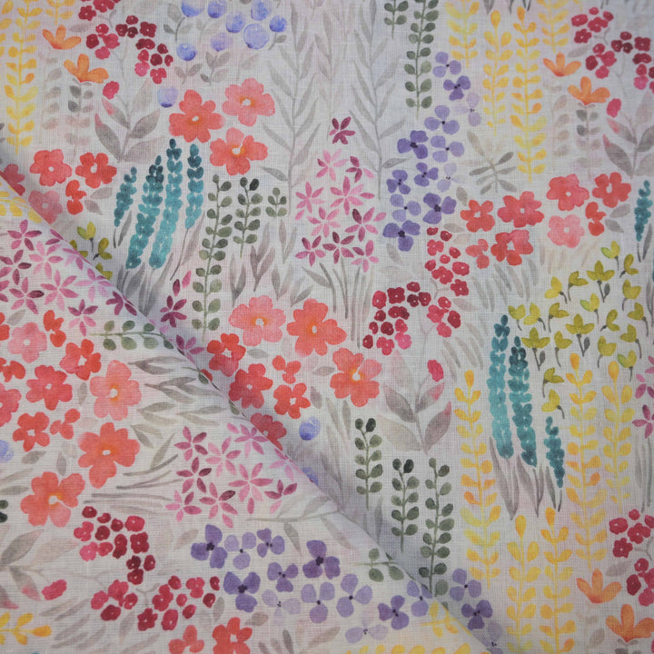 Floral Breeze Printed Pure Linen Fabric
