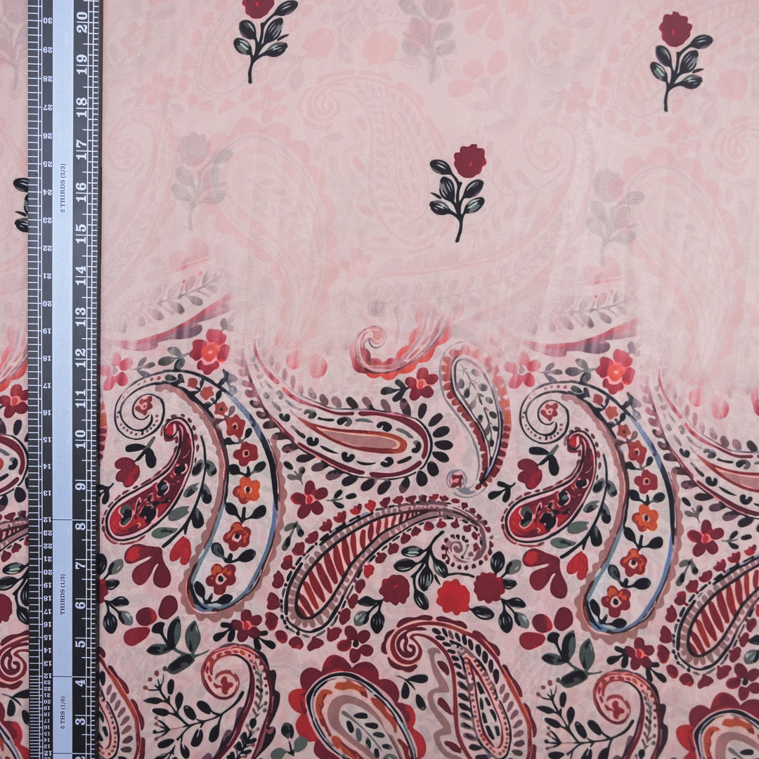 Blush Pink Crepe Fabric in Floral Digital Print