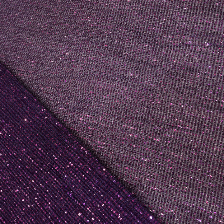 Dark Purple Dubai Imported Net Fabric with Sequins Embroidery