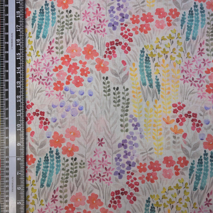 Floral Breeze Printed Pure Linen Fabric