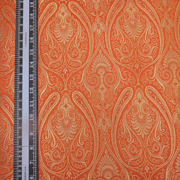 Burnt Orange Brocade with Metallic Gold.| 100-23-112