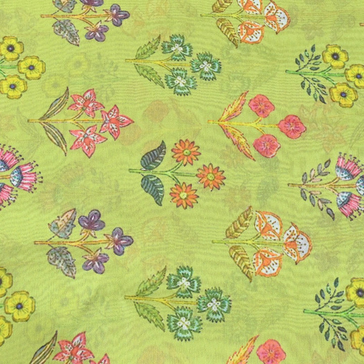 Medium Spring Bud Color Silk Chanderi Digital Print Fabrics