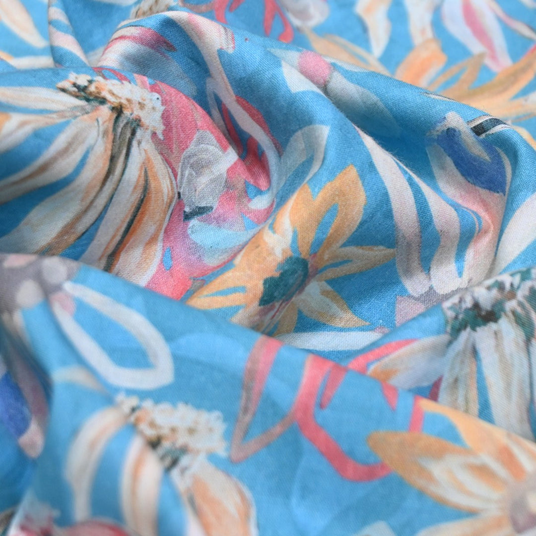 Multicolor Cotton Digital Print Fabric -Soft Breathable Printed Cotton Fabric-DA1124-1