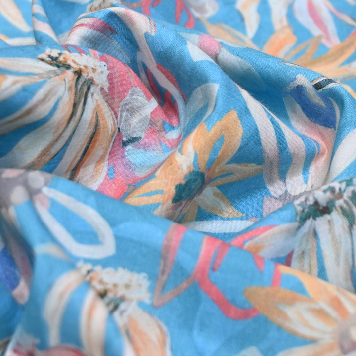 Multicolor Cotton Digital Print Fabric -Soft Breathable Printed Cotton Fabric-DA1124-1