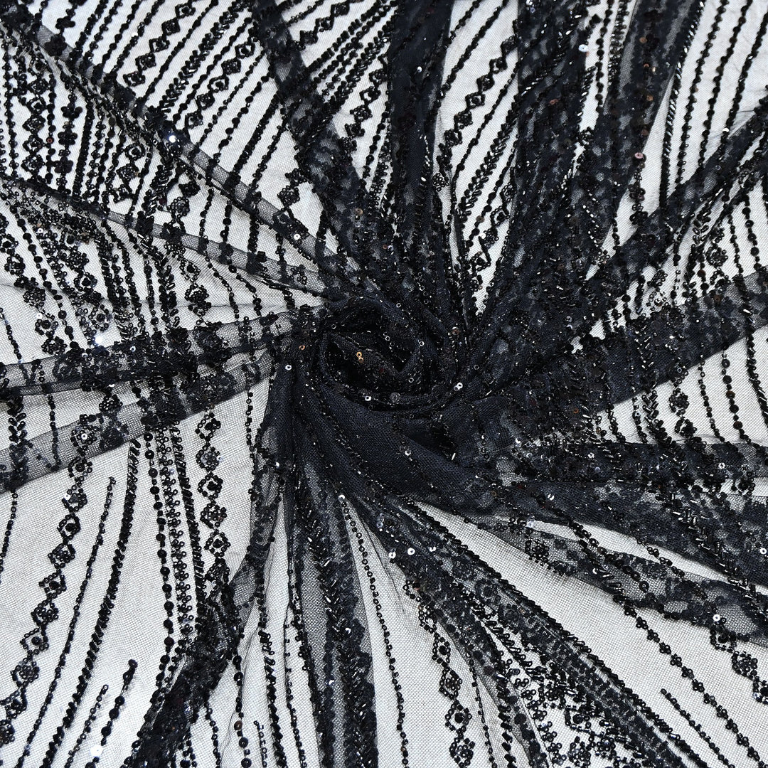 Luxury Imported Heavy Cut Dana & Sequins Embroidered Net Fabric– PCouture Designer Fabric 594343-3