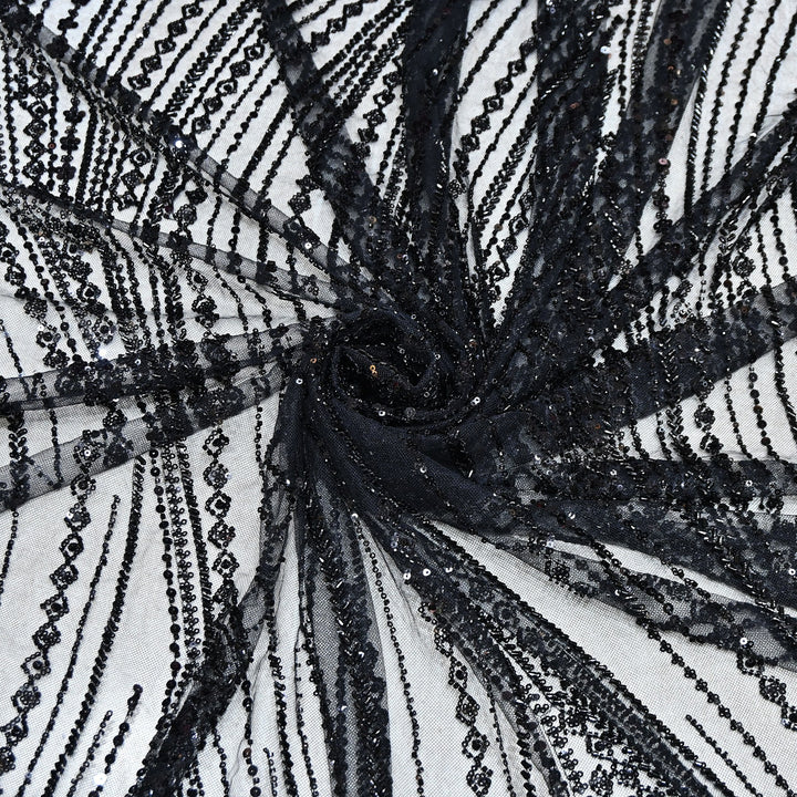 Luxury Imported Heavy Cut Dana & Sequins Embroidered Net Fabric– PCouture Designer Fabric 594343-3