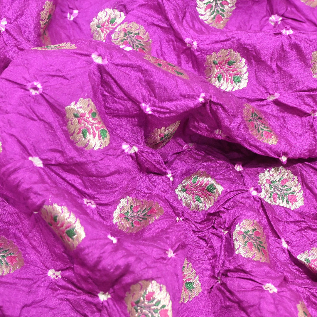 Pure Chiniya Silk Zari And Hand Bandhani Fabrics