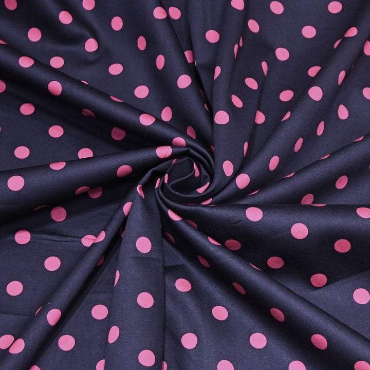 Glace Cotton With Beautiful Polka Dot Print Fabric – Lightweight Designer Cotton Fabric - LT0185-11