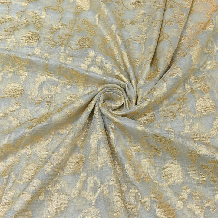 Dyeable Pure Organza Silver Zari Jacquard Fabrics