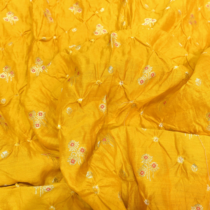 Pure Chiniya Silk Meena Zari And Hand Bandhani Fabrics