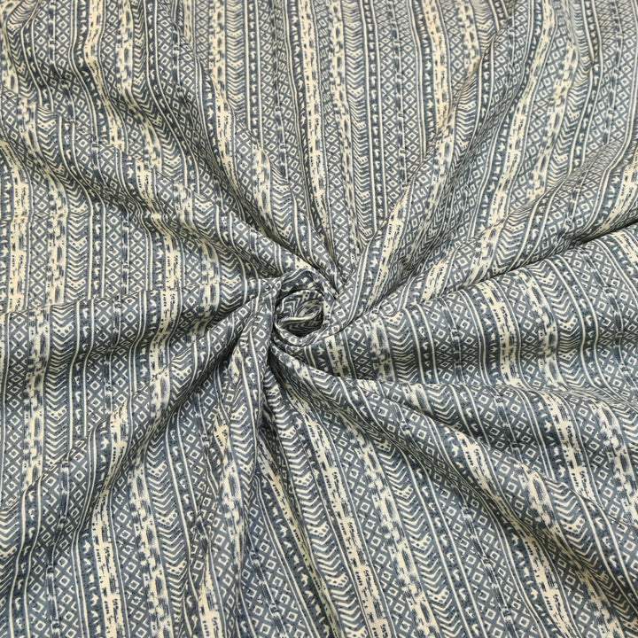 Midnight Blue Cotton Linen Print