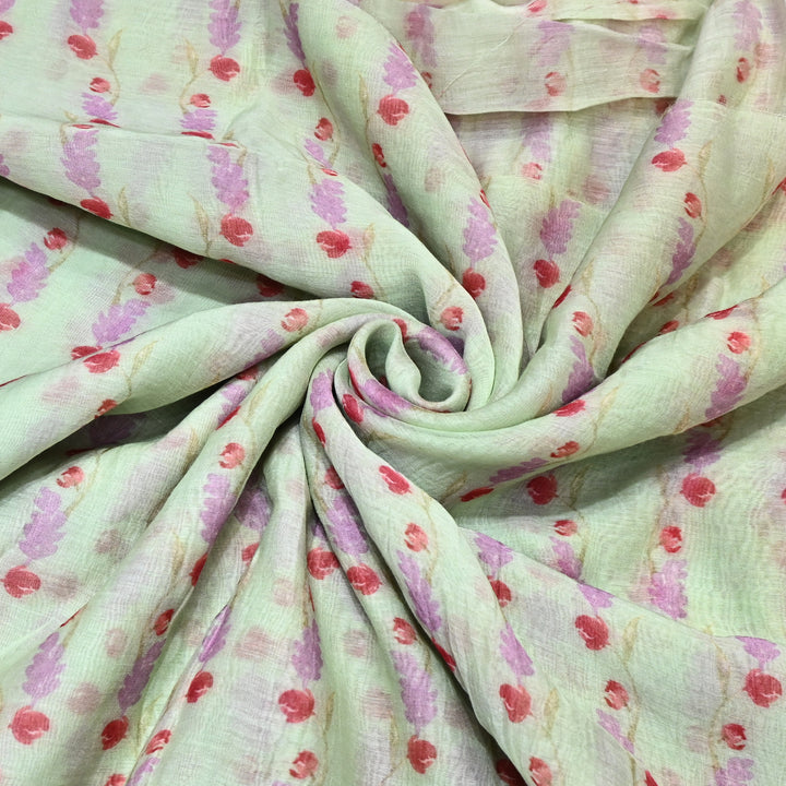Mul Chanderi Digital Print Fabric - Soft Lightweight Designer Fabric GT0185-1B