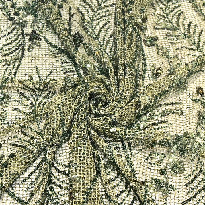 Beautiful Imported Net Cut Dana & Sequins Embroidery Designer Fabric EC1533-2B