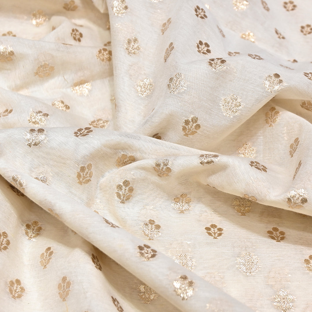 Banarasi Chanderi Gold Mat Zari Fabric – Premium Designer Ethnic Wear Fabric 000313-2