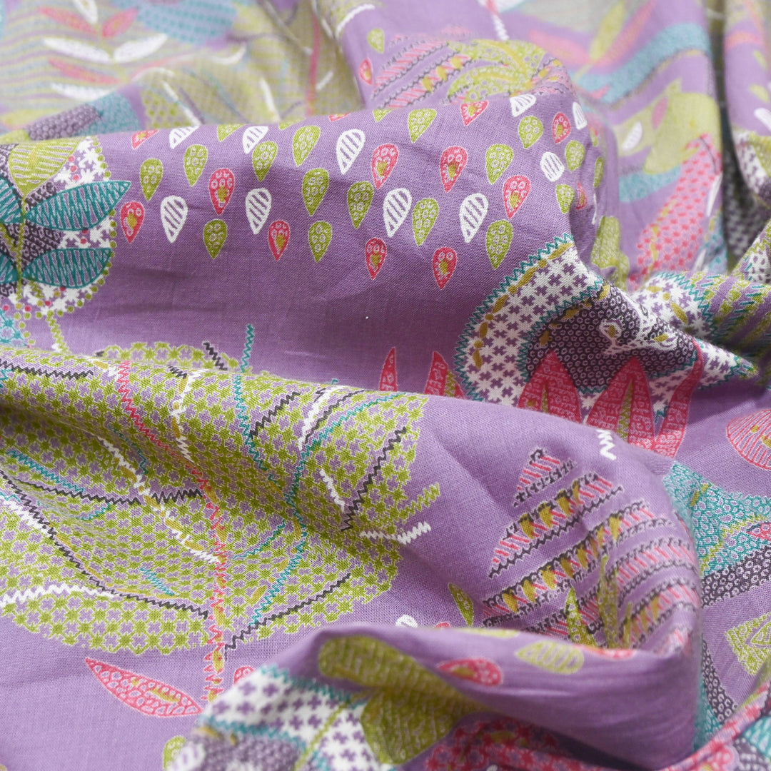 Violet Garden Cotton Printed Fabric