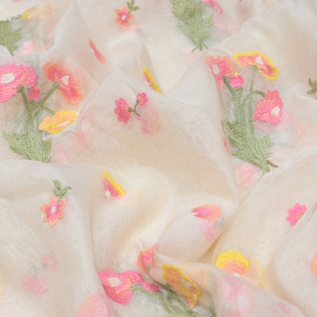 off white Mul Chanderi Sequins Embroidery.