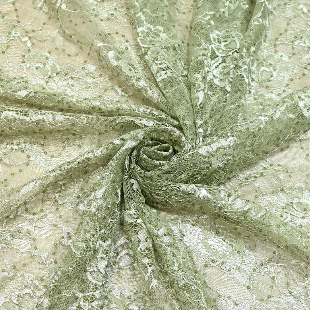 Mint Green Cord Lace Fabric