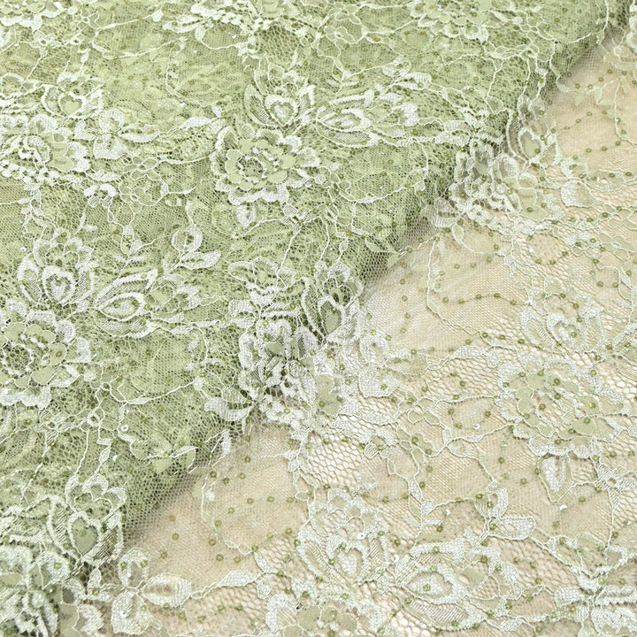 Mint Green Cord Lace Fabric