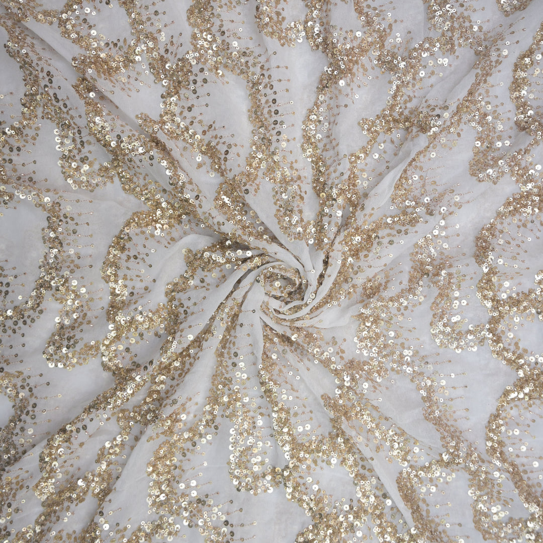 Dyeable Georgette Fabric with Sequins Embroidery