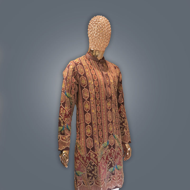 Maroon allover Embroidery Crepe Kurta Set