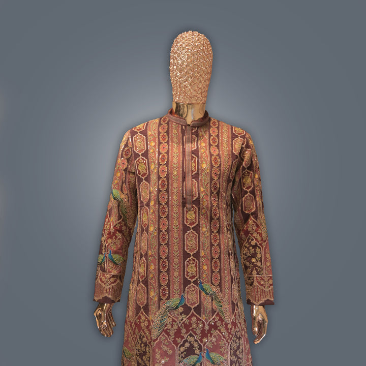 Maroon allover Embroidery Crepe Kurta Set