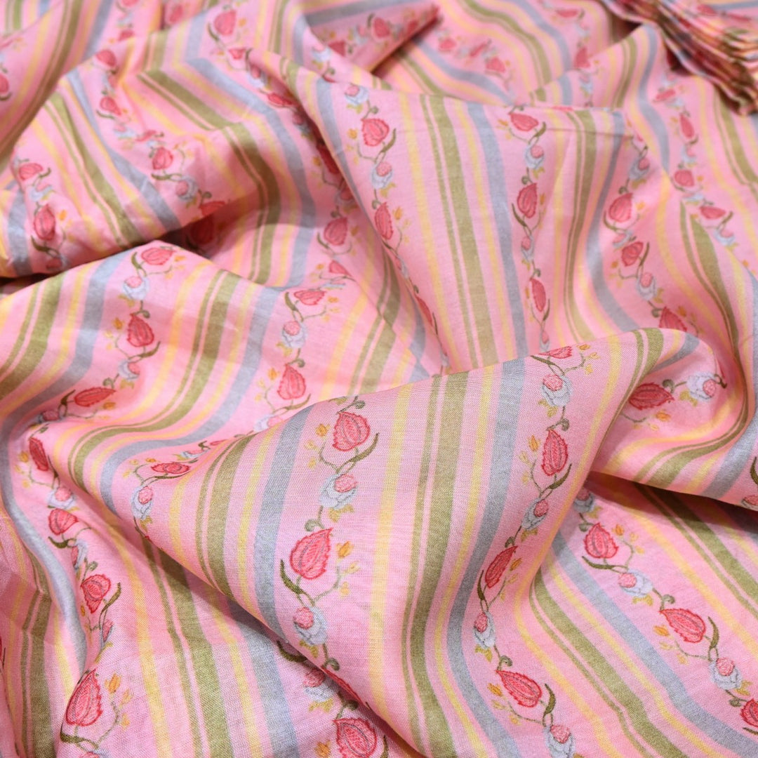Multi Color Premium Bamberg Satin Digital Print Fabric – 001333-21