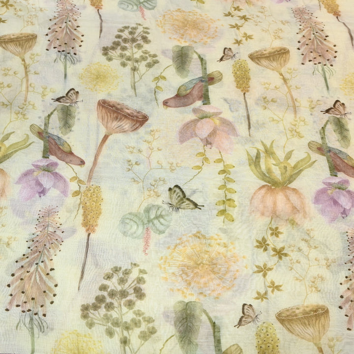 Mul Chanderi Digital Print Fabric - Soft Lightweight Designer Fabric GT0185-1c