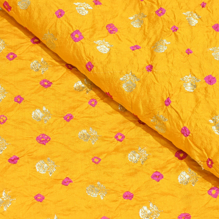 Pure Chiniya Silk Zari And Hand Bandhani Fabrics