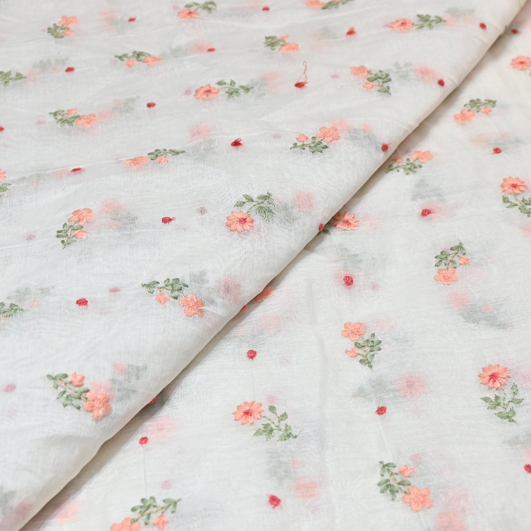 Dyeable Mul Chanderi Thread Embroidery Fabric – Soft Summer Designer Fabric-MF8209-5
