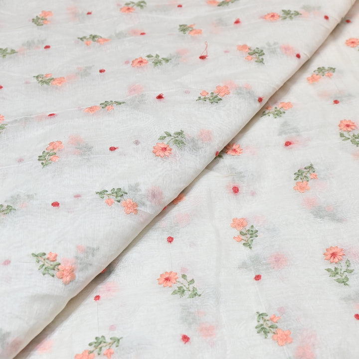 Dyeable Mul Chanderi Thread Embroidery Fabric – Soft Summer Designer Fabric-MF8209-5