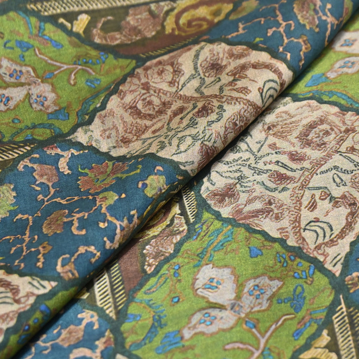 Multicolor Muslin Digital Print Fabric-KTP44-18