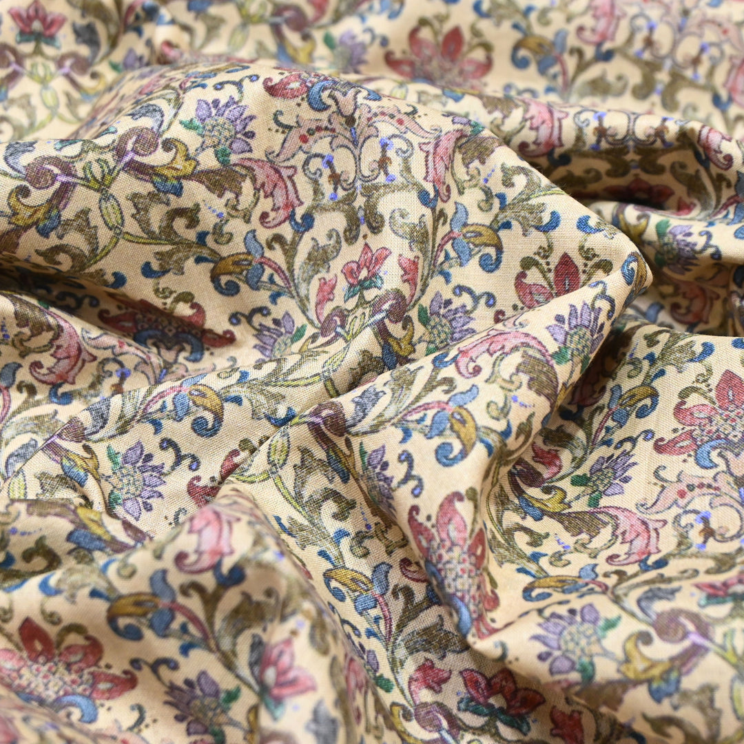Pastel Cream Italian Lawn Print Fabric