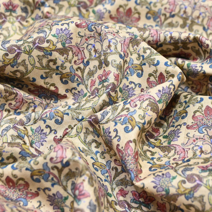 Pastel Cream Italian Lawn Print Fabric