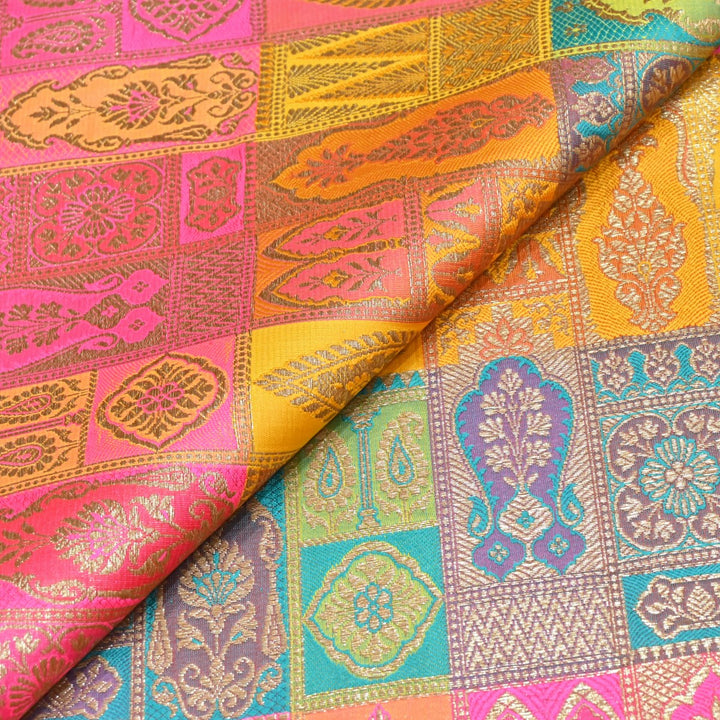 Multi Colour Rangoli Brocade Fabrics