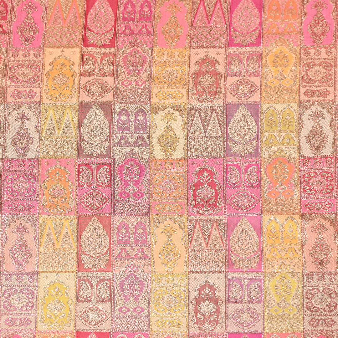 Multi Rangoli Brocade Fabric – Premium Zari Woven Designer Brocade Fabric 001006-A6