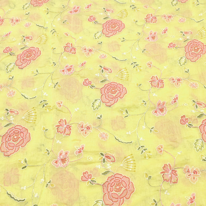 Chanderi Thread With Sequins Embroidery Fabrics