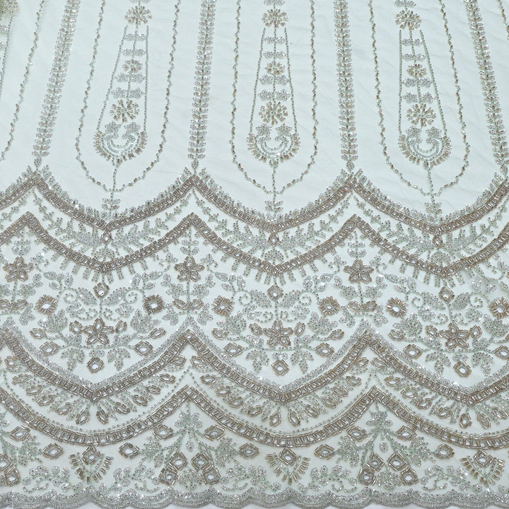 Imported Net Cutdana & Sequins Embroidery Fabric with Heavy Border