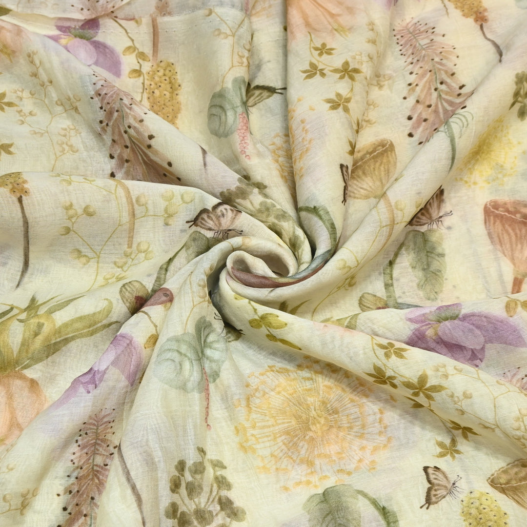 Mul Chanderi Digital Print Fabric - Soft Lightweight Designer Fabric GT0185-1c