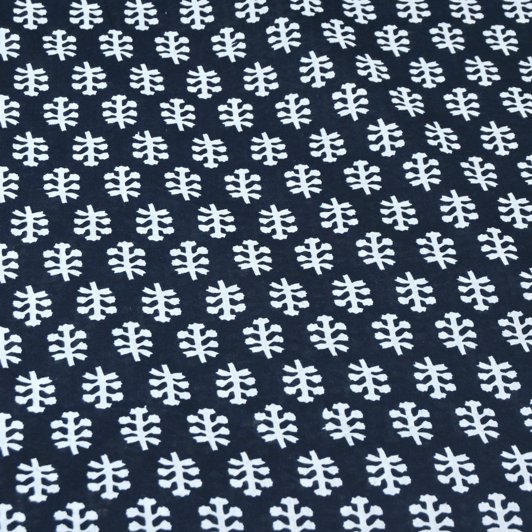 Ink Black Cotton Printed Fabric