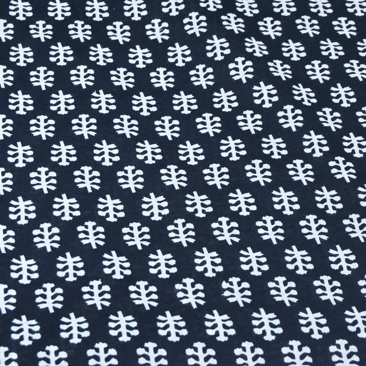 Ink Black Cotton Printed Fabric