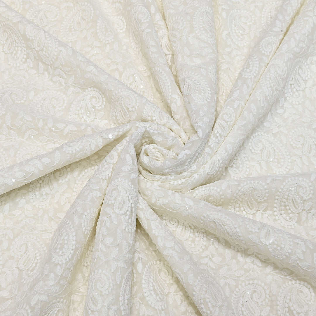 Georgette Thread & Sequins Embroidery Fabric – Elegant Designer Fabric - UT0345-2