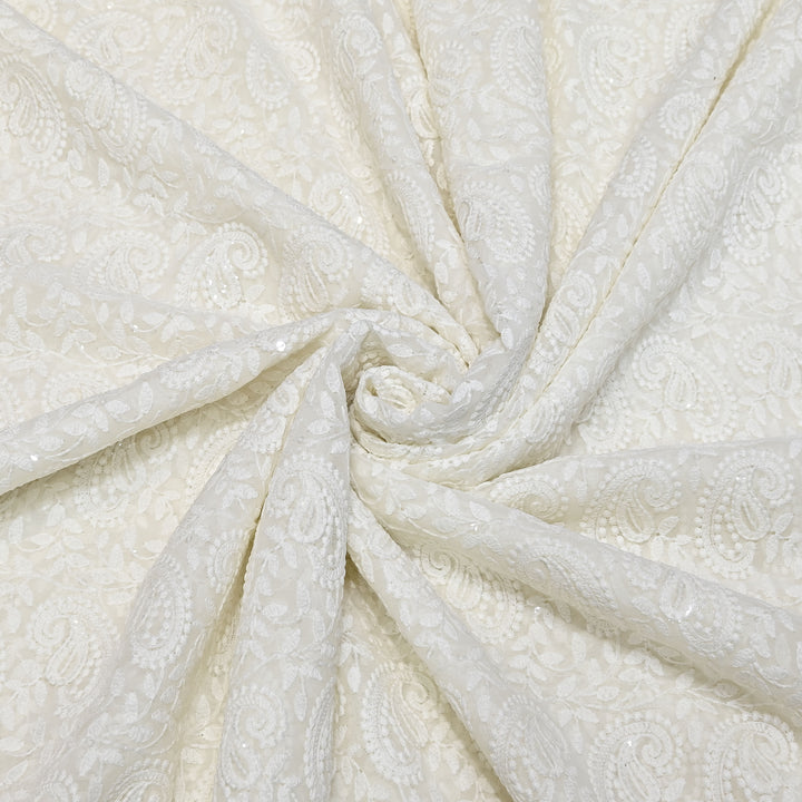 Georgette Thread & Sequins Embroidery Fabric – Elegant Designer Fabric - UT0345-2