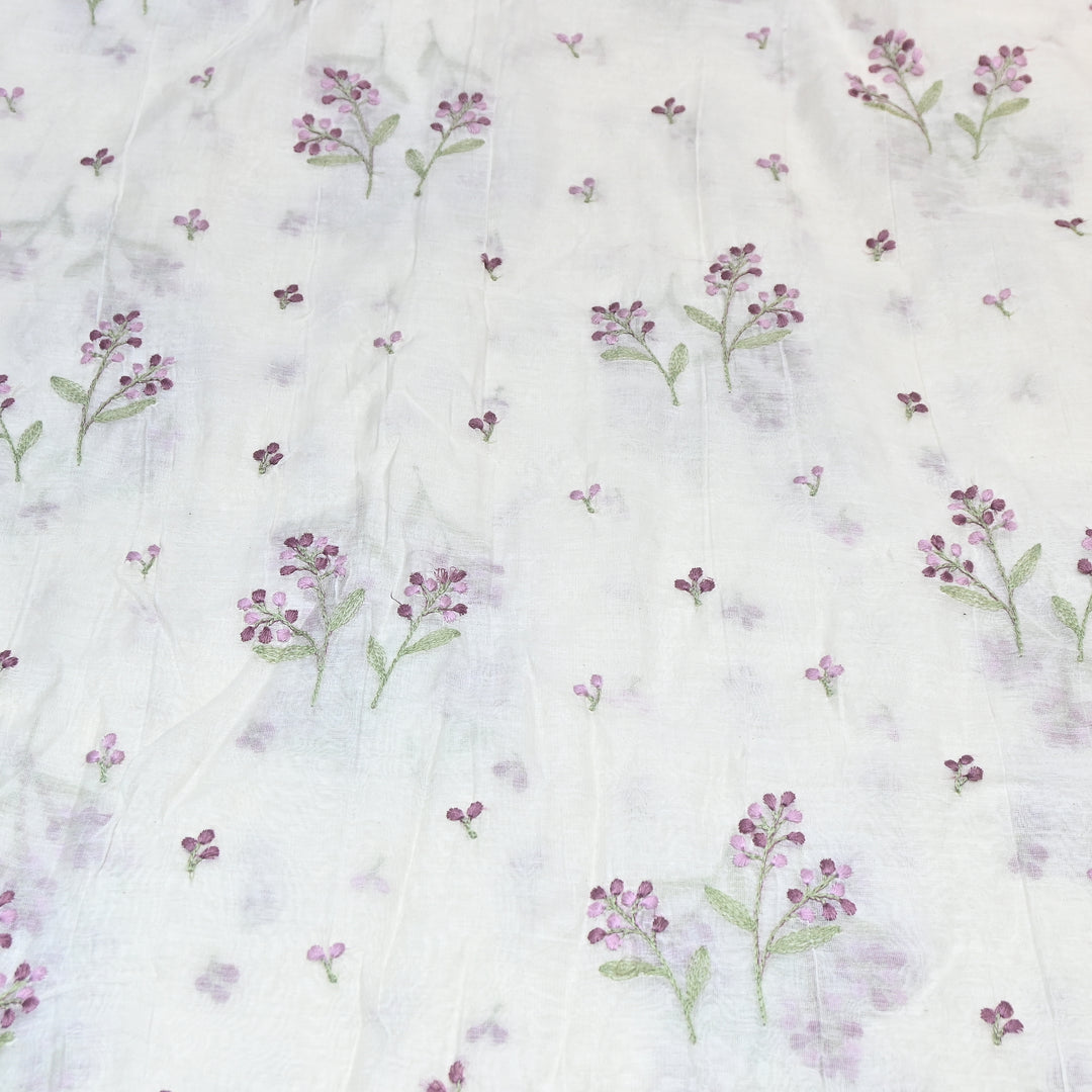 Dyeable Mul Chanderi Thread Embroidery Fabric – Soft Summer Designer Fabric-MF8212-6