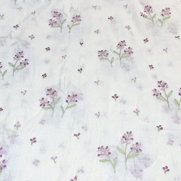 Dyeable Mul Chanderi Thread Embroidery Fabric – Soft Summer Designer Fabric-MF8212-6